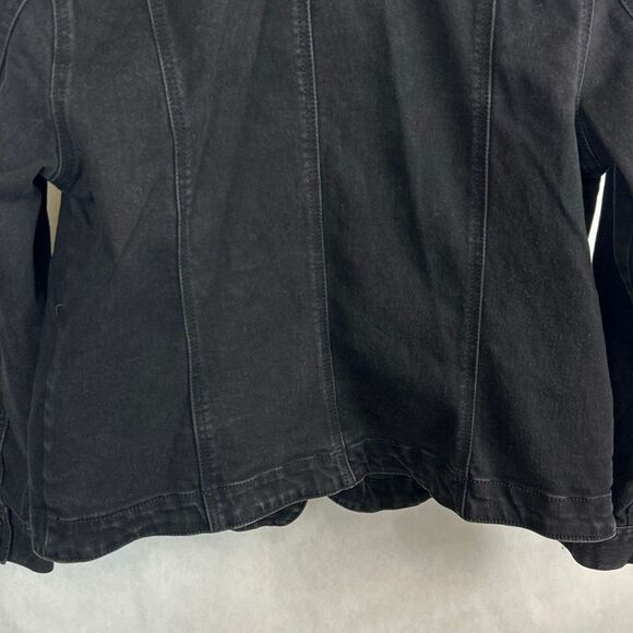 Charter Club Denim Jean Jacket Black Womens Sz Large Petite Button Front Casual - Picture 7 of 11